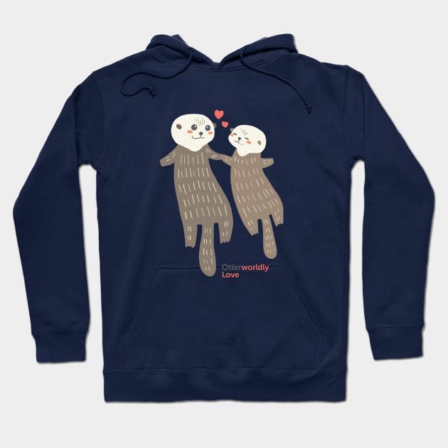 Cute Otters in love Illustration Hoodie by MariOyama